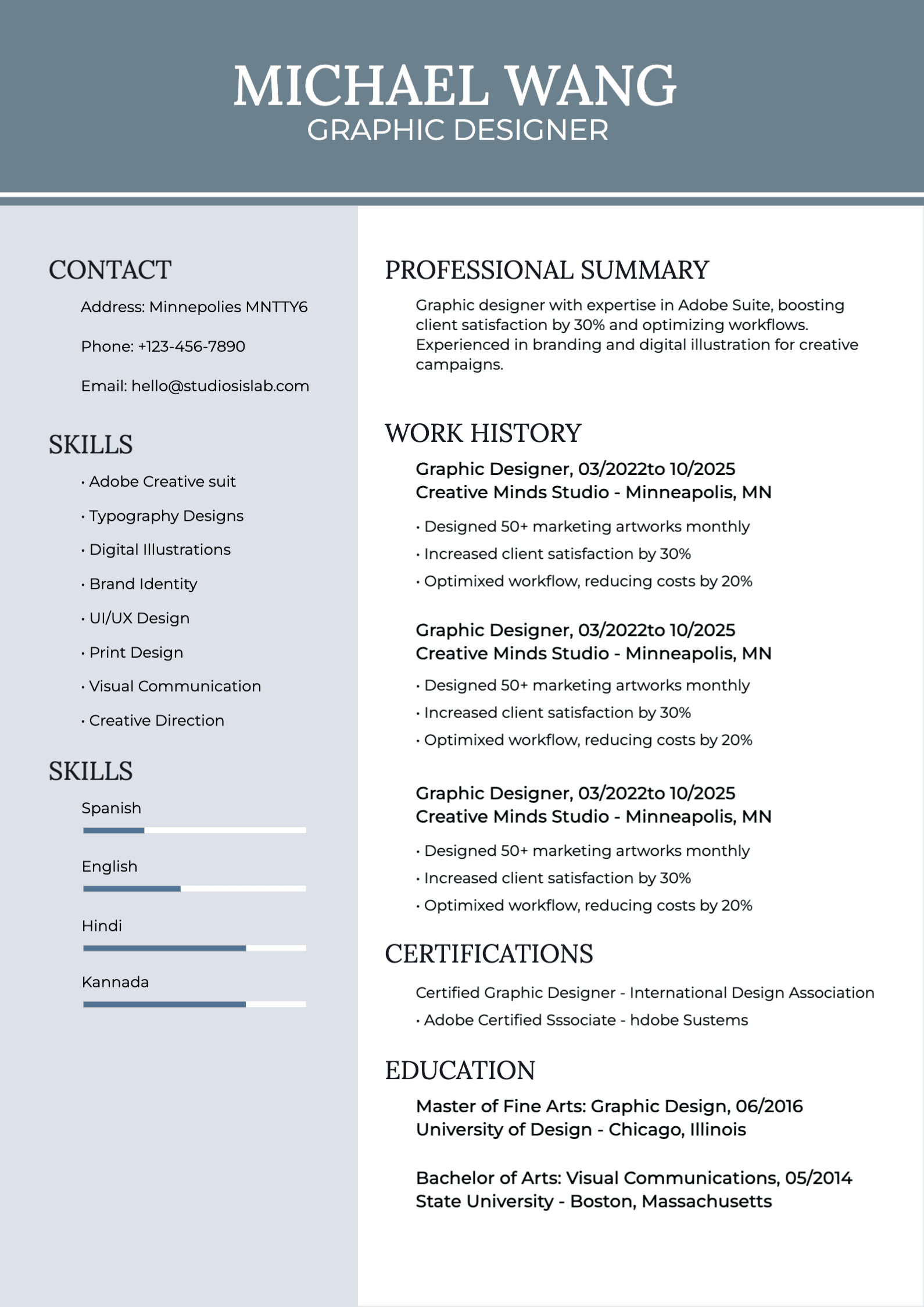 Graphic Designer Resume resume template preview