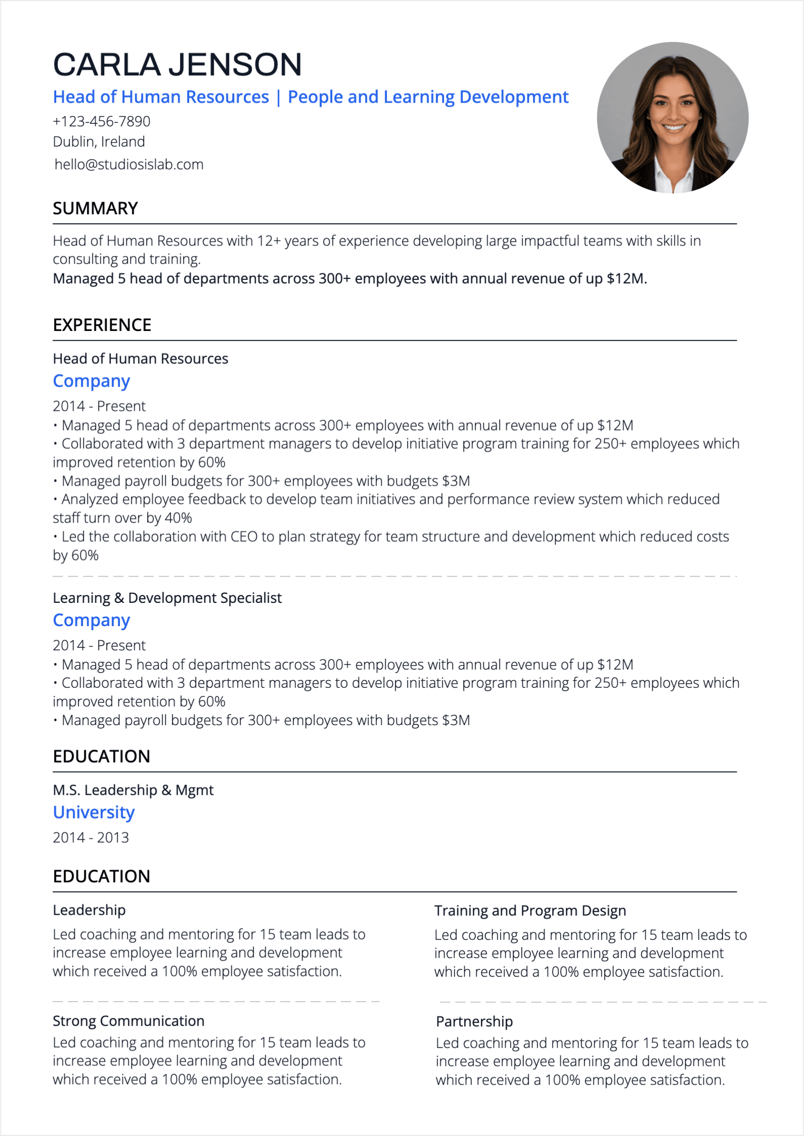 Human Resources Manager Resume resume template preview