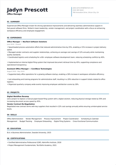 Office Manager Resume resume template preview